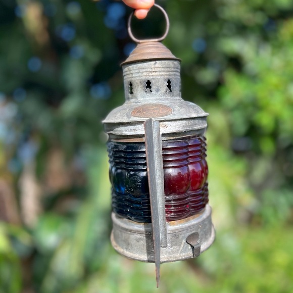 Antique 1913 Perko Triplex Nautical Lantern Glass Ship Lamp Maritime Light - Picture 13 of 14